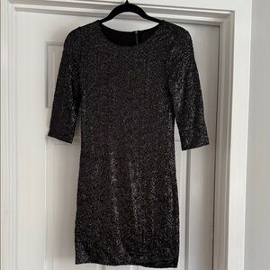 Aqua Black Sequin Mini Dress